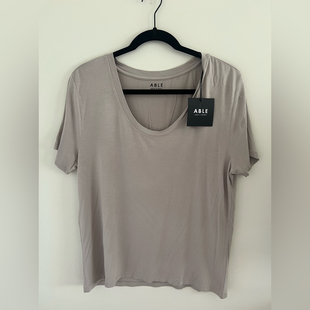 NWT Able Mae Drapey Tee - Gray Short Sleeve